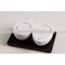 Set sel et poivre en porcelaine blanche avec plateau JX-SP517